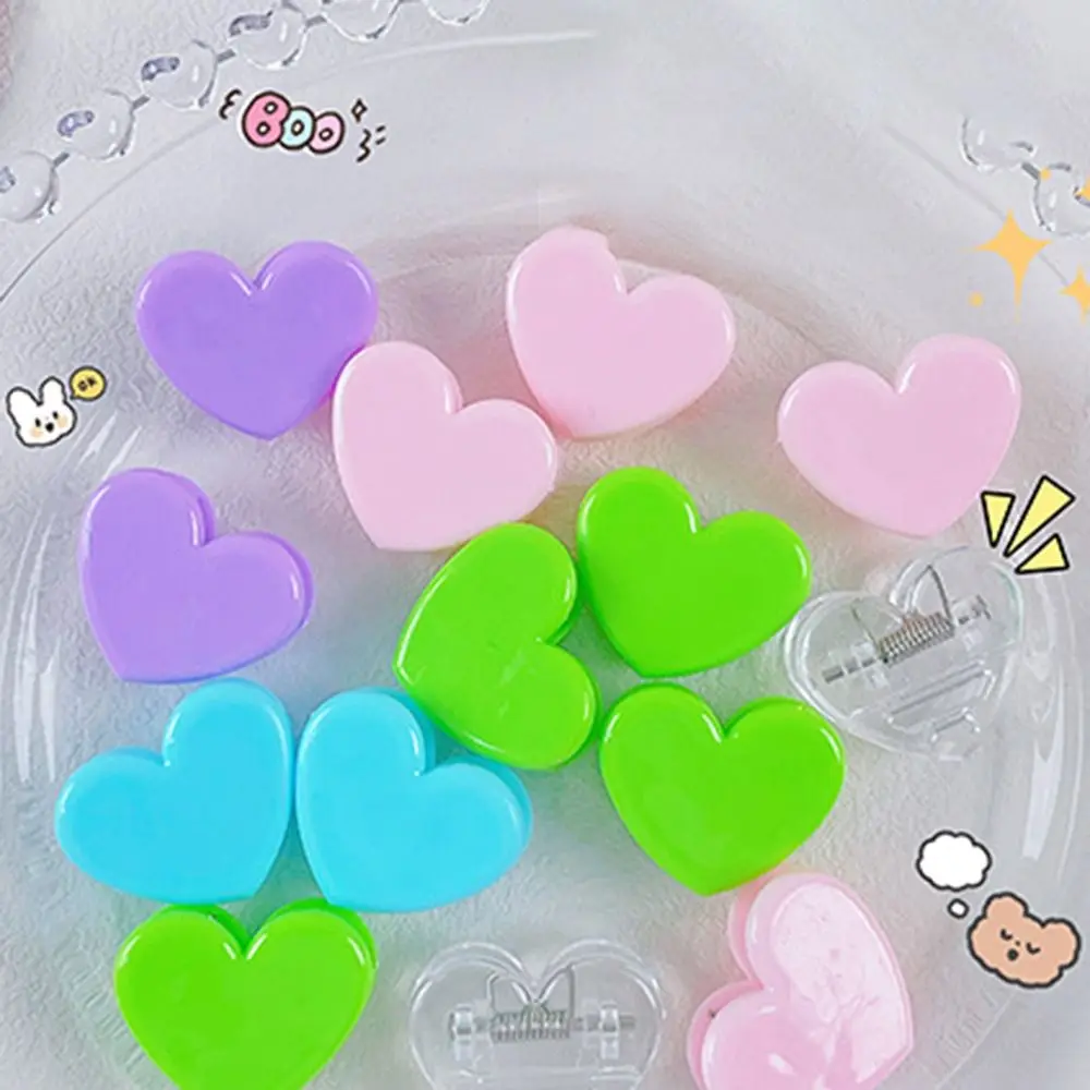 10PCS Portable Mini Love Clip Cute Plastic Label Clip Color Transparency Simple Storage Folder Student