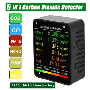 Multifunktionaler Luftqualitätsmonitor, Kohlendioxid tragbarer Detektor, 6 in 1, PM2.5, PM10, HCHO, TVOC, CO2 12 Hauptverkauf CO2 -Auto - №12