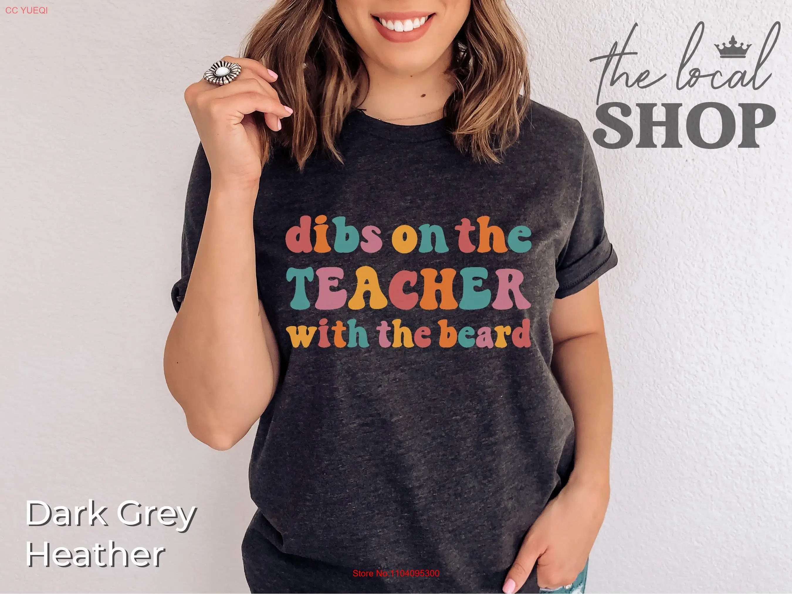 

Dibs On The Teacher With Beard T Shirt Funny Retro Teacher's Wife for Girlfriend Proud Teachers long or short sleeves