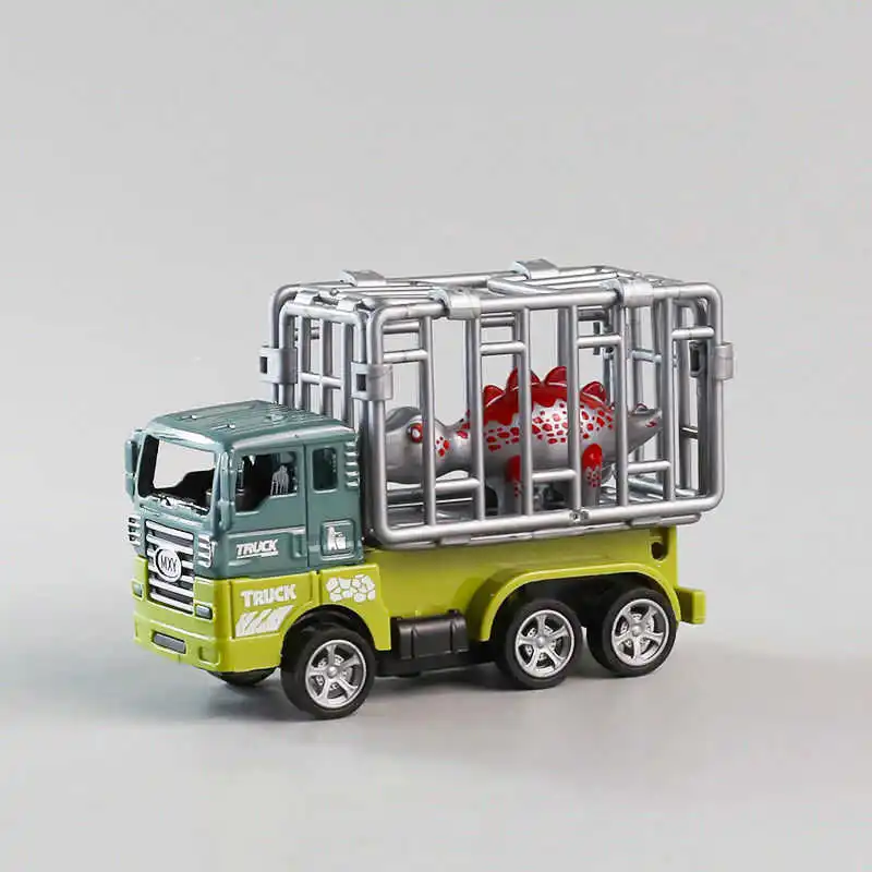 Mini camion de conteneur de transport de simulation de voiture de dinosaure d'ingénierie avec Jos en plastique, jouets de jeu pour garçon, cadeaux, modèles de benne à benne basculante