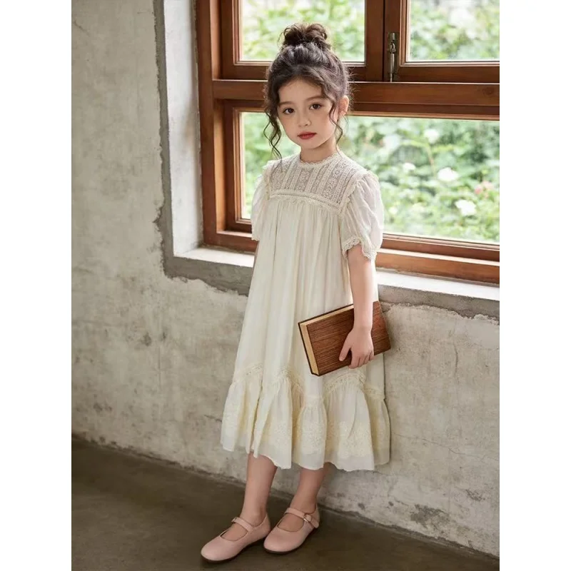 2026 New Baby Summer Girls Boutique Lace Dress, Princess Kids Sweet Fashion Party Dress 2 -9 Years
