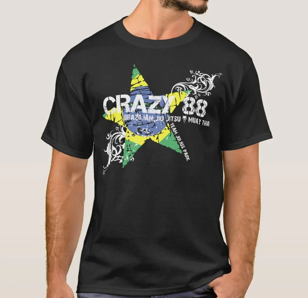 

Crazy 88 Brazil Jiu Jitsu Muay Thai Brazilian Flag Star T-Shirt 100% Cotton O-Neck Short Sleeve Casual Mens T-shirt Size S-3XL