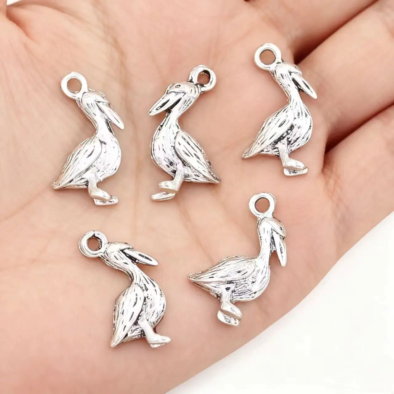 10Pcs Charms Seagull Pelican Stock Bird 18x9mm Tibetan Silver Color Pendants Antique Jewelry Making DIY Handmade Craft Pendant