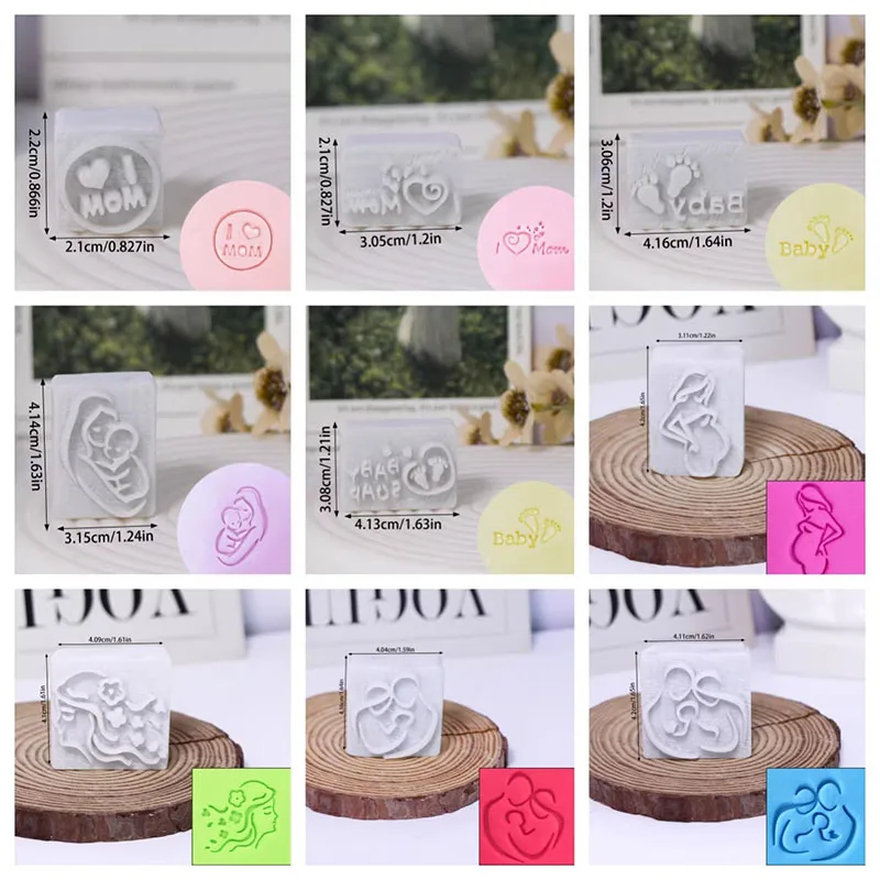 Sello de Jabón Personalizado para el Día de la Madre, Acrílico Transparente Natural, Sello para Hacer Jabón Hecho a Mano, Capítulos, Suministros para Manualidades