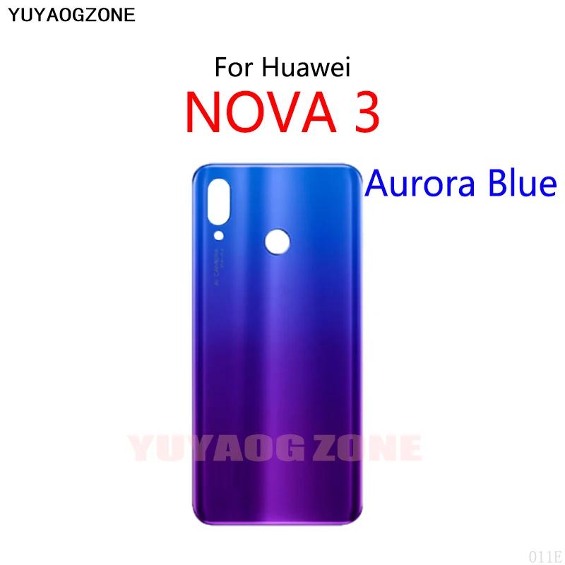 Battery Back Cover For Huawei Nova 3 PAR-AL00 LX1 Glass Panel Housing Battery Cover Rear Case