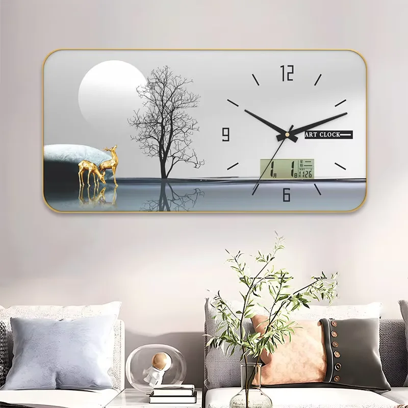 Square Fashion Wall Clock Design Date Unique Wooden Bedroom Wall Clock Living Room Modern Wandklok Home Decorations Item