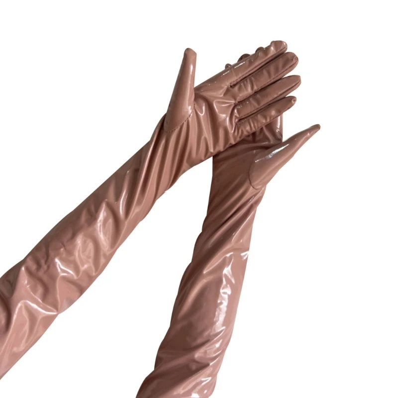 Dark Long Gloves PU Proms Gloves for Operas Stage Performances Evening Dinner Women Gloves Lady Gloves Dropshipping