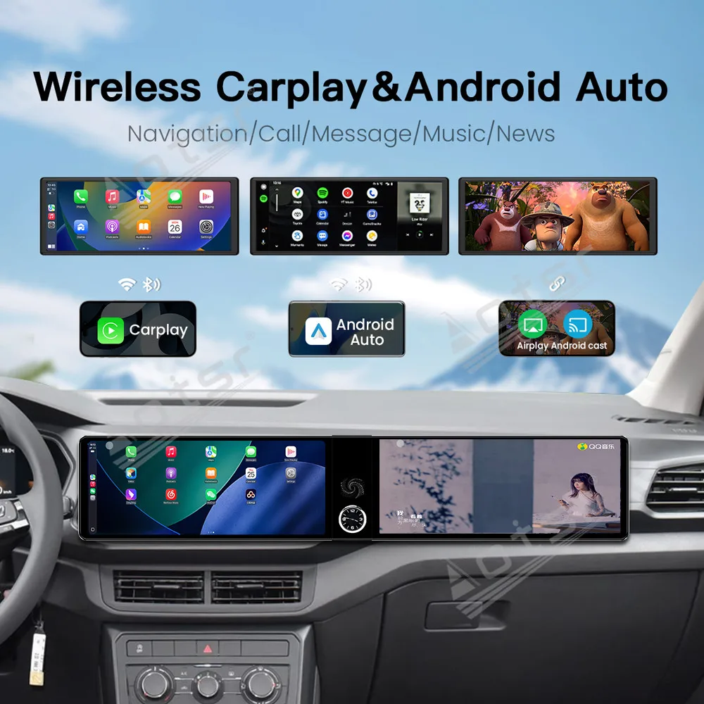 For Volkswagen T-Cross 2019-2023 Dual 12.3 Inch Car Radio GPS Navigation Multimedia System Carplay Stereo Head Unit Upgrade Kit