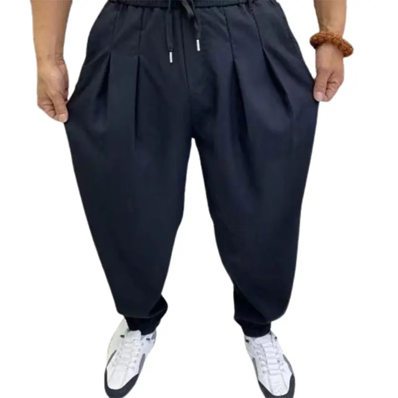 2024 Summer Elegant Fashion Harajuku Slim Fit Male Clothes Loose Casual All Match Sports Pants Solid Pockets Wide Leg Pants