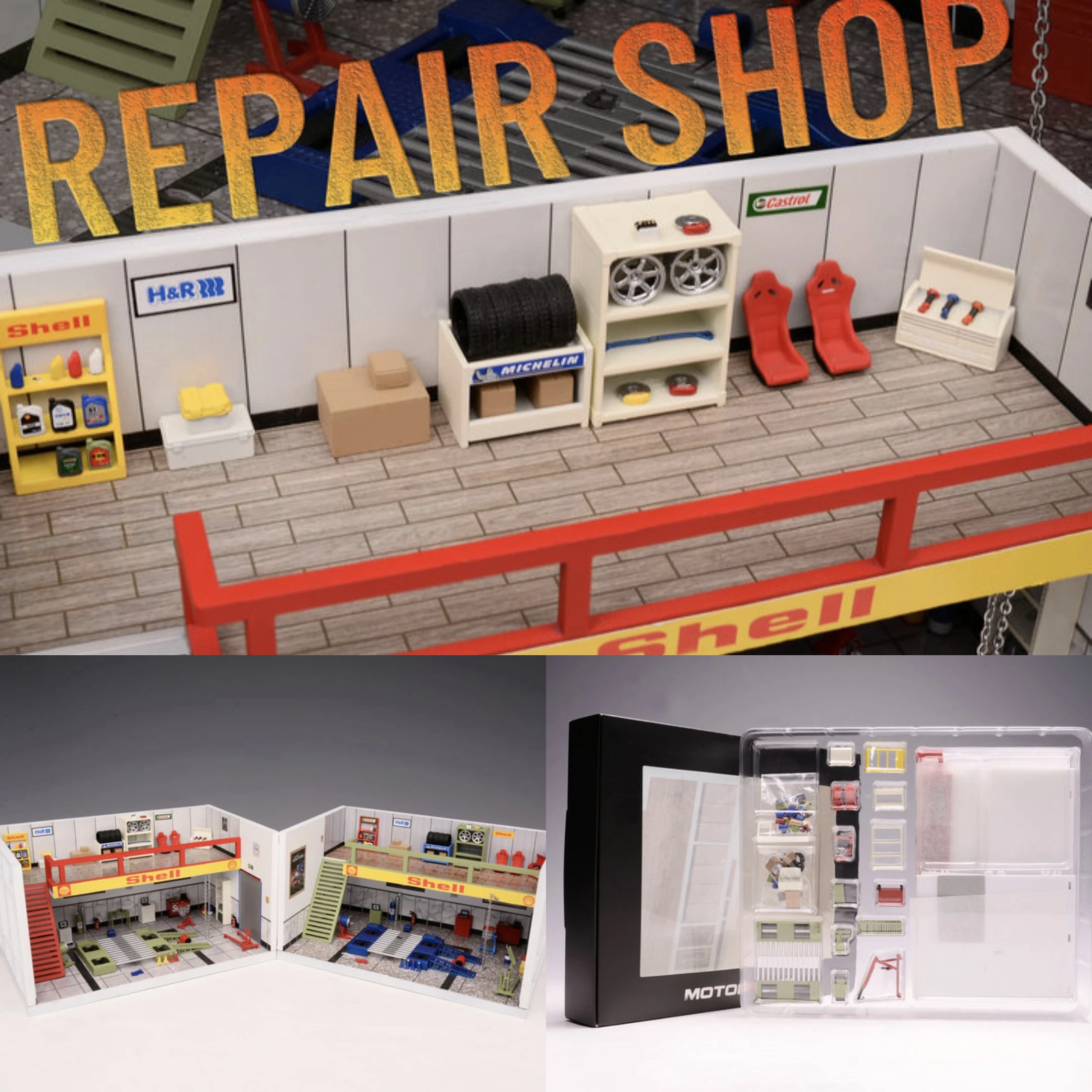 MOTORHELIX MH 1:64 Garage scene set car model accessories