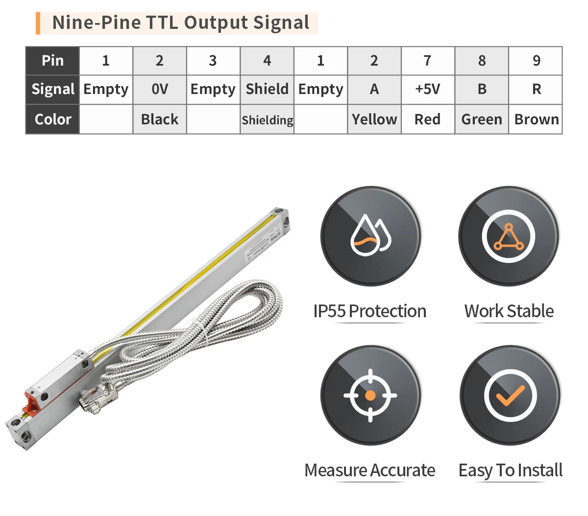 Ditron Dro Digital Readout Display Kit with Linear Scale Optical Glass Scale for Lathe Milling Machines