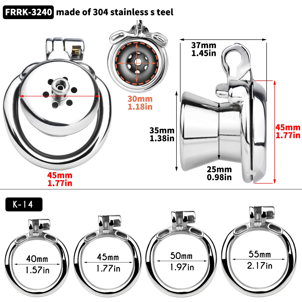 FRRK Inverted Flat Button Chastity Cage With New Adjustable Silicone Strapon Belt Penis Abstinence Restrain Urethral Catheter CB - view 2