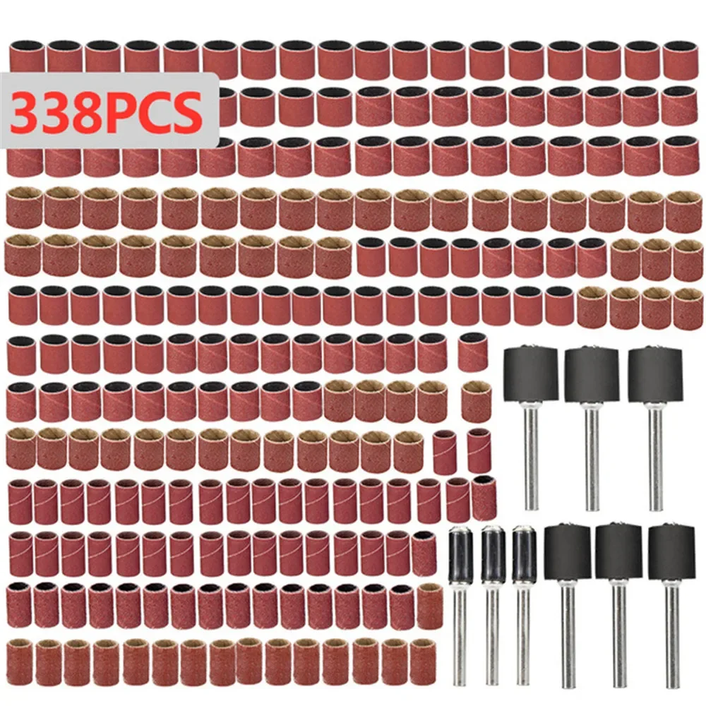 

Sanding Drum Kit 338pcs #60 #120#320 Sanding Band with 3/8 1/4 1/2 Rubber Mandrel for Dremel Electric Mill Rotary Tools