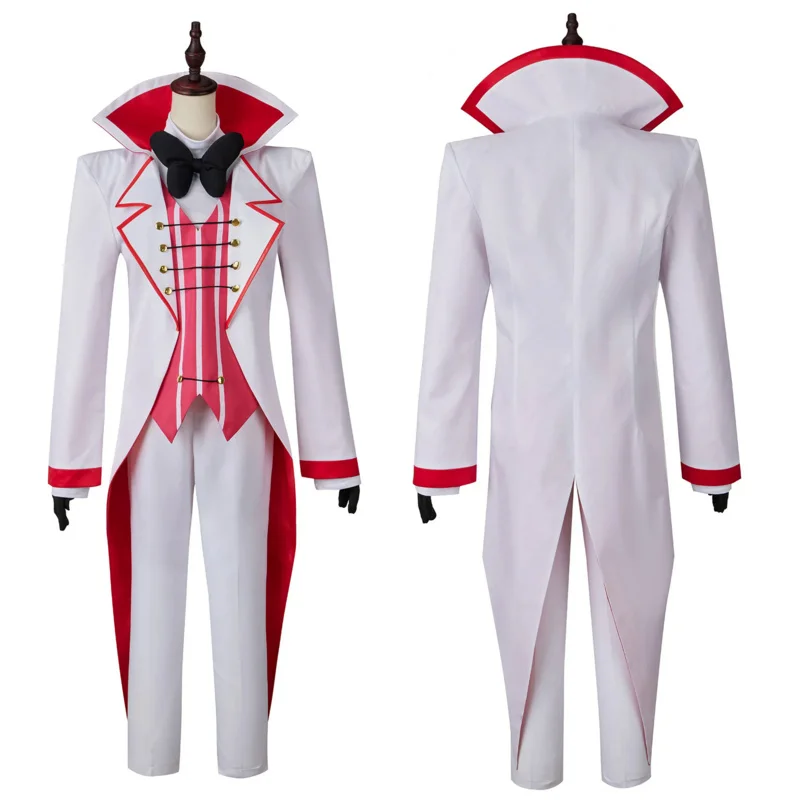 

Anime Hazbin Lucifer Morning Star Cosplay Costume Hote Uniform Jacket Vest Pants Neckwear Gloves Hat Halloween Carnival Suit