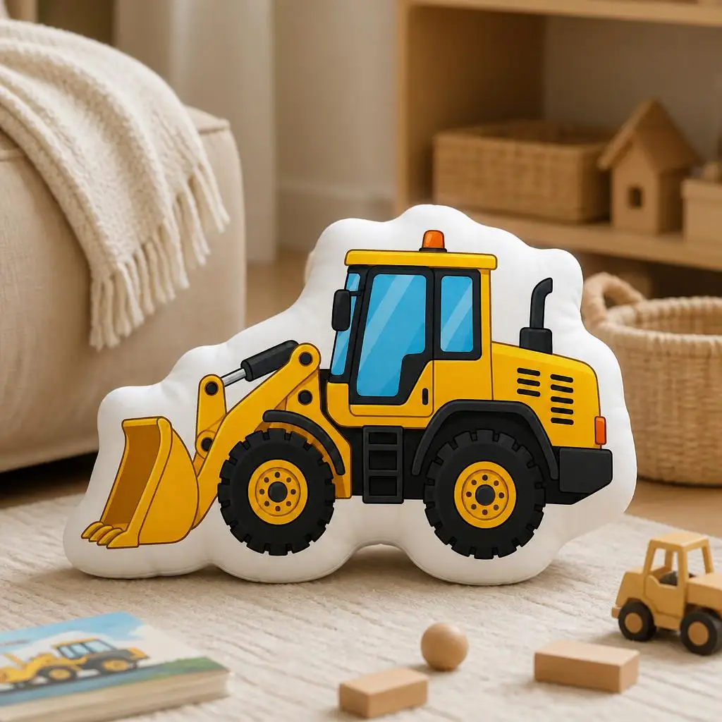 Yellow Front Loader Cartoon Plush Pillow Cushion Children's Bedroom Gifts Stuffed Throw Pillow Home Decor Gift Sofa Bed