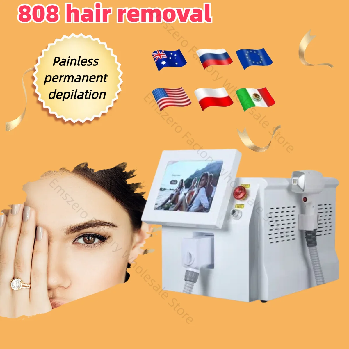 

Depiladora Лазерная безболезненная постоянная 3-волновая диодная лазерная эпиляция 808NM Ice Platinum Система охлаждения Красивая