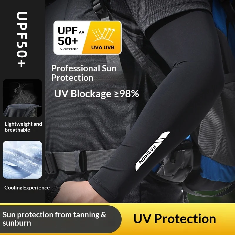 1pc Breathable Ice Silk Sleeves Breathable Anti-UV Cooling Hiking Arm Sleeves Basketball Cycling Running Outdoor Sport Sleeves