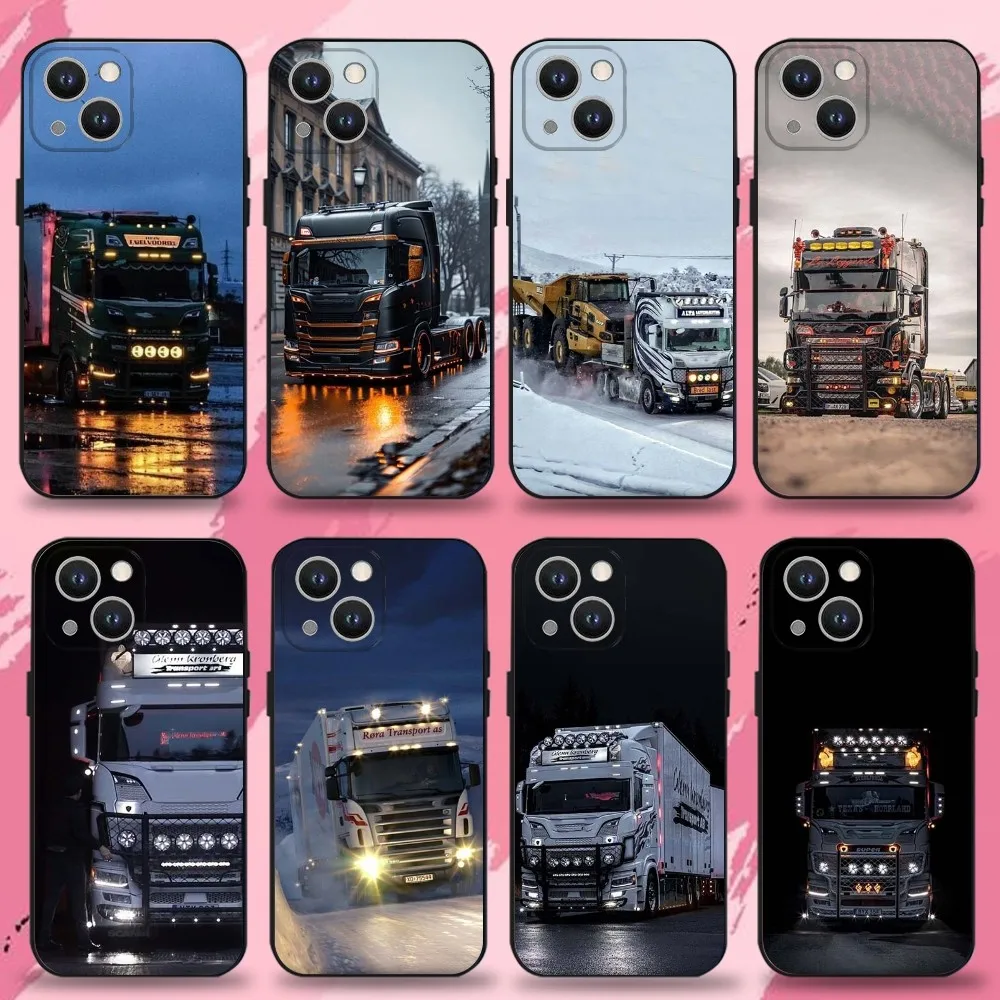 

S-SCANIA Trucks SA-AB Phone Case For iPhone 16,15,14,13,12,11 Plus,Pro Max,XS,X,XR,SE,Mini,8,7,Soft Silicone Black Cover
