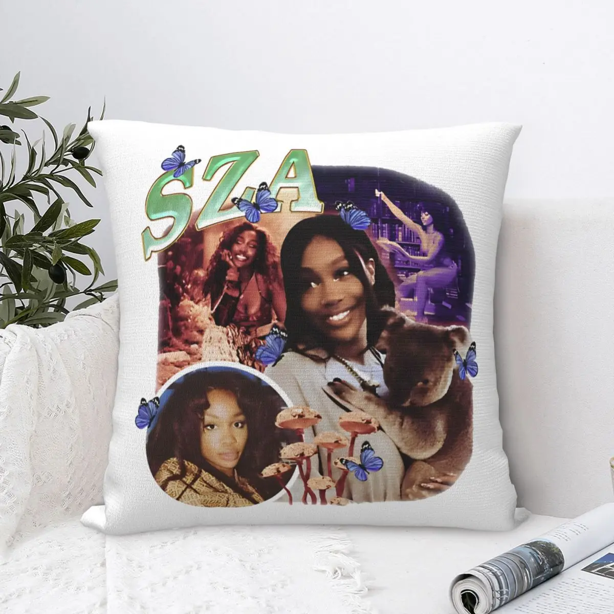 SZA 90s Retro Style Pillowcase Polyester Cushion Cover Decor Vintage Punk Music Rap Hip Hop Pillow Case Cover Home 40X40cm