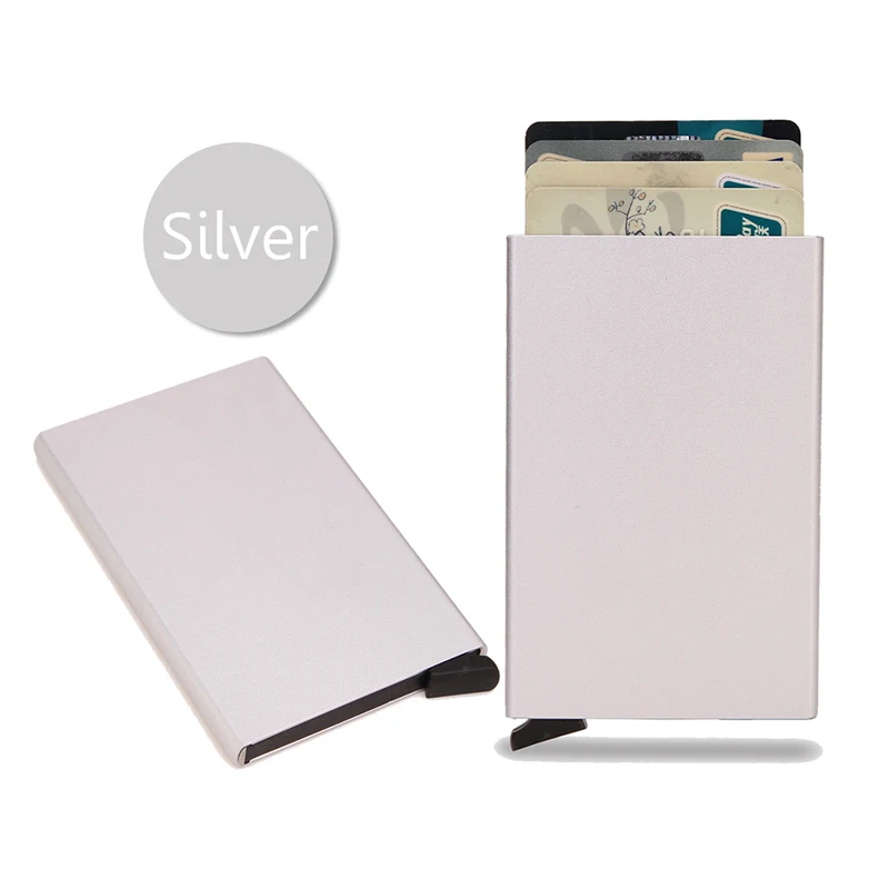 Rfid Smart Wallet Kaarthouder Metaal Dun Slanke Heren Dames Portefeuilles Pop-up Minimalistische Portemonnee Kleine Zwarte Portemonnee Portemonnees voor Heren