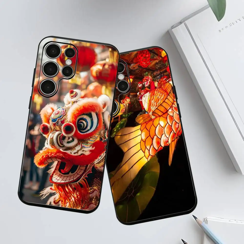 

China Spring Festival Phone Silicone Case for Samsung Galaxy S 24,22,20,23,21,20 Ultra Plus Lite 5G Print Silicone Cover