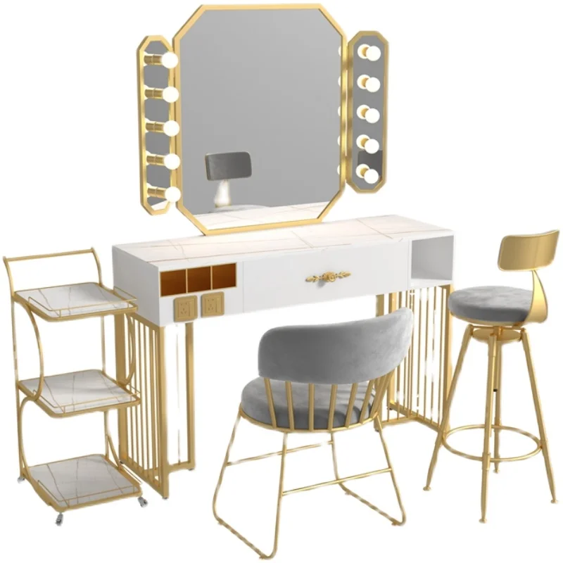 

Rock slab dresser, wedding photography makeup table, beauty and nail salon, special lighted mirror