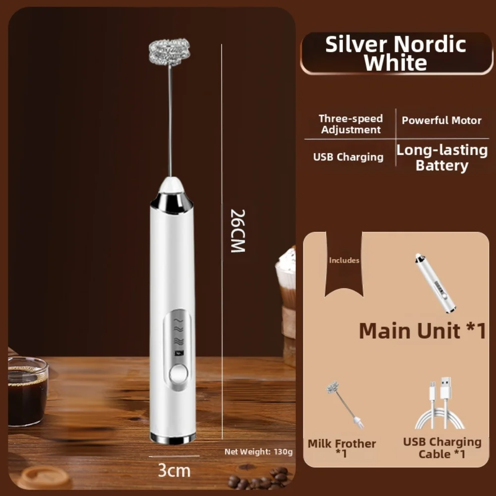 

304 stainless steel electric egg beater for whipping eggs cream and coffee mixes compact lightweight kitchen tool