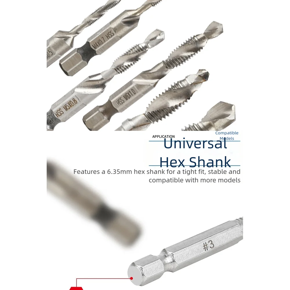 12PC Hex Shank Tap Extractor Set Carbon Steel For Broken Screw Removal 4mm-M10 Metric Power Tool Accessories