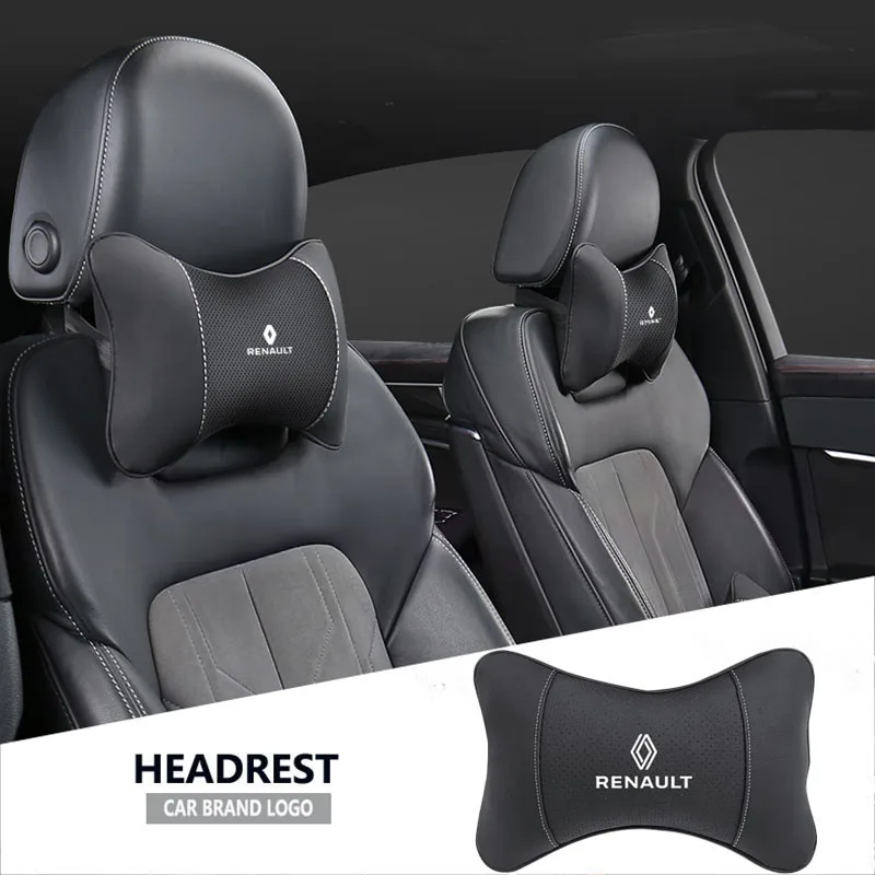 1Pcs Leather Car Interior Seat Headrest Neck Pillow For Renault Koleos Kadjar Captur Clio QM6 Megane Espace Scenic ZOE Fluence