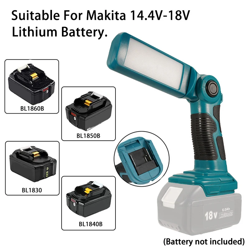 Imagem -03 - Led Lanterna Luz de Trabalho para Makita 18v Baterias de Íon de Lítio Bl1850 Bl1830 Portátil Lâmpada de Mesa Spotlight com Usb 12w 1000lm
