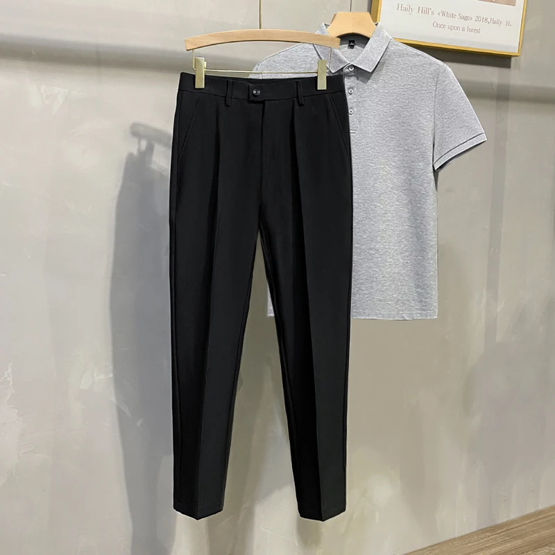 

Мужские классические брюки Slim Fit 7/8 длины, тонкие, профессиональные, для весны и осени, узкие, повседневные, легкие, не требующие глажки