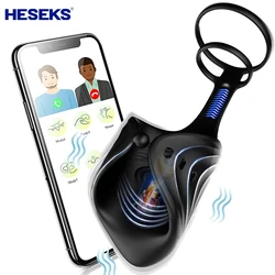 HESEKS Male Masturbator Penis Training Vibrator Stimulator with APP Control Delay Cock Ring Glans Trainer Sex Toys for Men 18