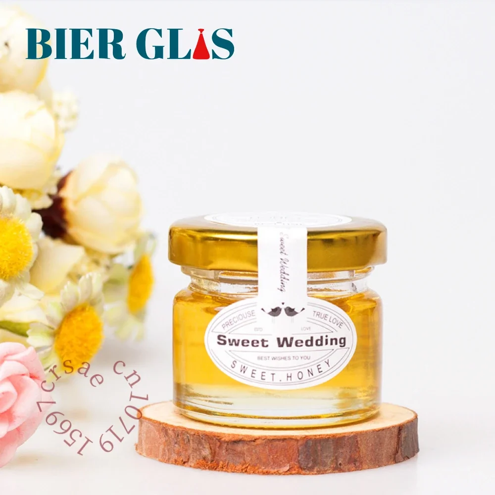 25ml Small Honey Jar Wedding Gift Guest Mini Glass Pot with Lid for Jam Label Sticker Bottles Container Storage Lots Wholesale