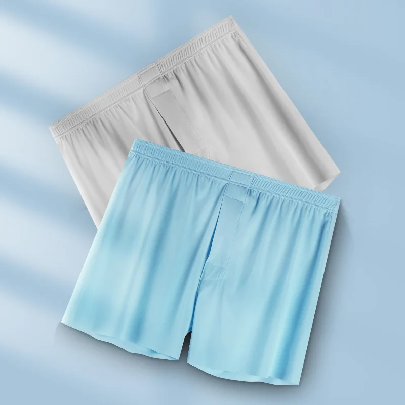 Sexy Männer Eis Seide Nahtlose Boxer Shorts Große Größe Lose Unterwäsche Pfeil Höschen Nachtwäsche Solide Atmungsaktive Unterhose Homewear