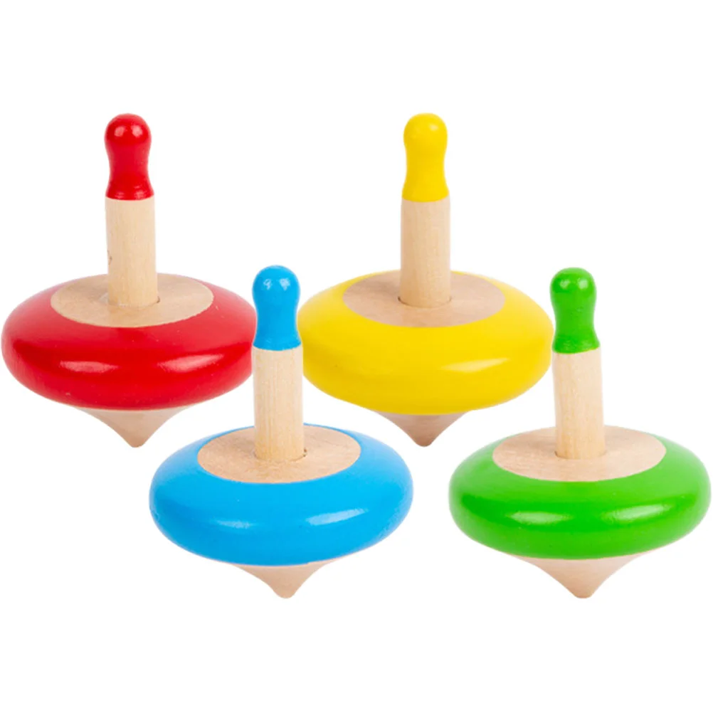 4 Pcs Small Spinning Top Interactive Toys Assorted Supply Jacket Tops Wood Gyro Kids' Interesting