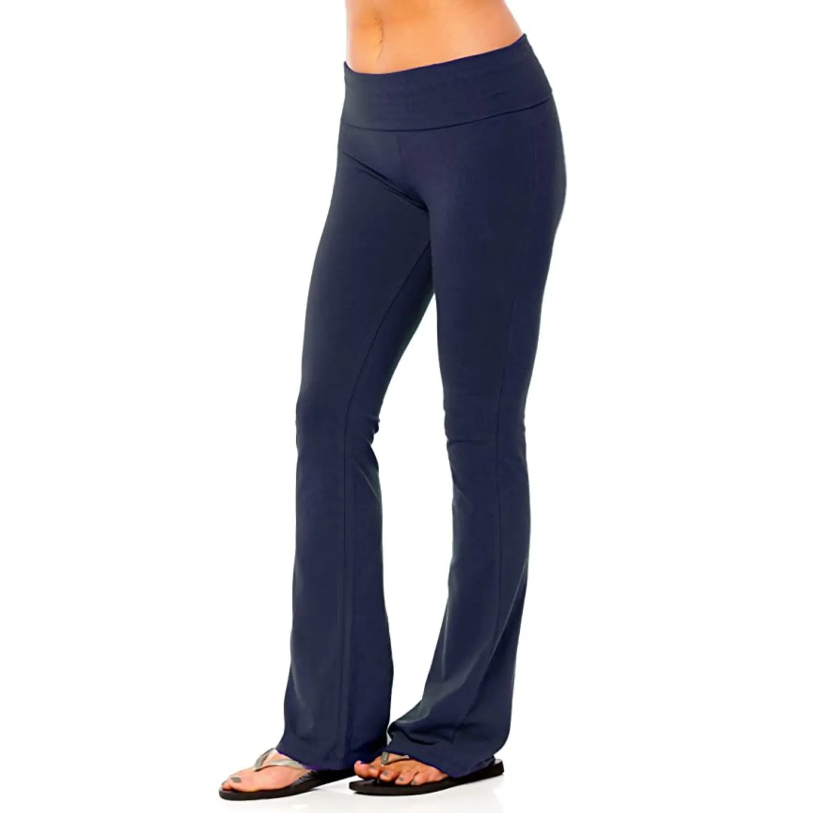 Mallas de Yoga de longitud completa para mujer, pantalones deportivos activos, pantalones acampanados elásticos de cintura alta, levantamiento de cadera, Fitness, correr, Color sólido