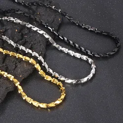 Special Rectangular Splicing Charm Black Bracelet for Men Women Melon Seed Chain Necklace Hip Hop Polished Party Jewelry Sets