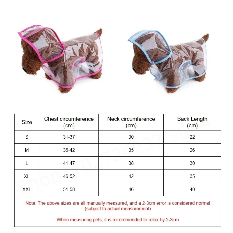 Pet Dog Puppy Transparent Rainwear Raincoat Pet Hooded Waterproof Jacket Clothes Soft PVC Small Dogs Raincoat Puppy Rain Poncho