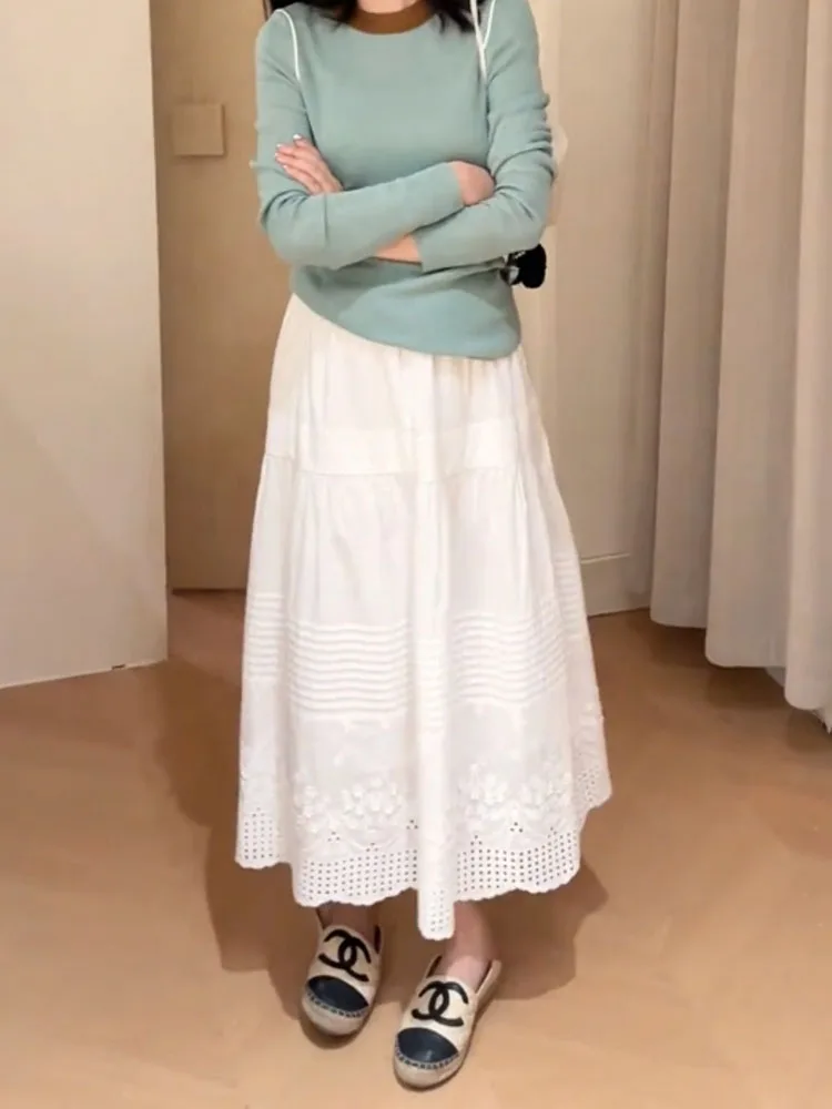 

Casual Sle White Cake Skirt Faionable Daily Commute Long Skirt Spring 2025 New Design Versatile Women's plus Size Skirt