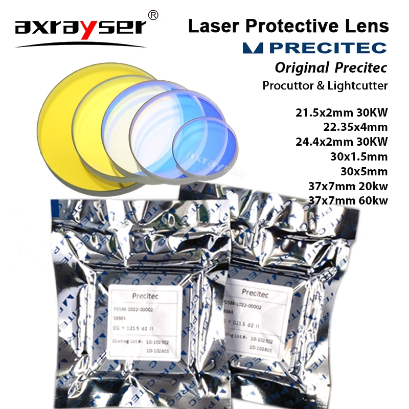 

Precitec Original Protective Laser Windows Lens Dia.21.5x2 22.35x4 24.4x2 30x5 37x7 for Procuttor Fiber Laser Head