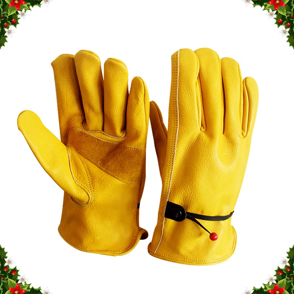 

Garden Gloves Yellow Lightweight Durable Protective For Beekeeping Outdoor Working Garden Worker Climbing Riding Cowhide