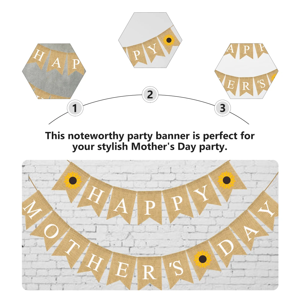 

Sunflower Burlap Banner Party Supplies Mother'S Day Decoration Hanging Bunting Photo Backdrop Indoor Outdoor Use Easy Assembly
