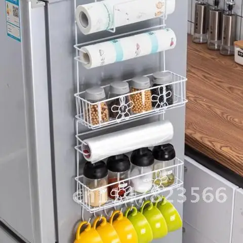 Household Refrigerator Rack Side Storage Rack Multifunctional Kitchen Spice Rack Wall-mounted Kitchen Accessories Organizer