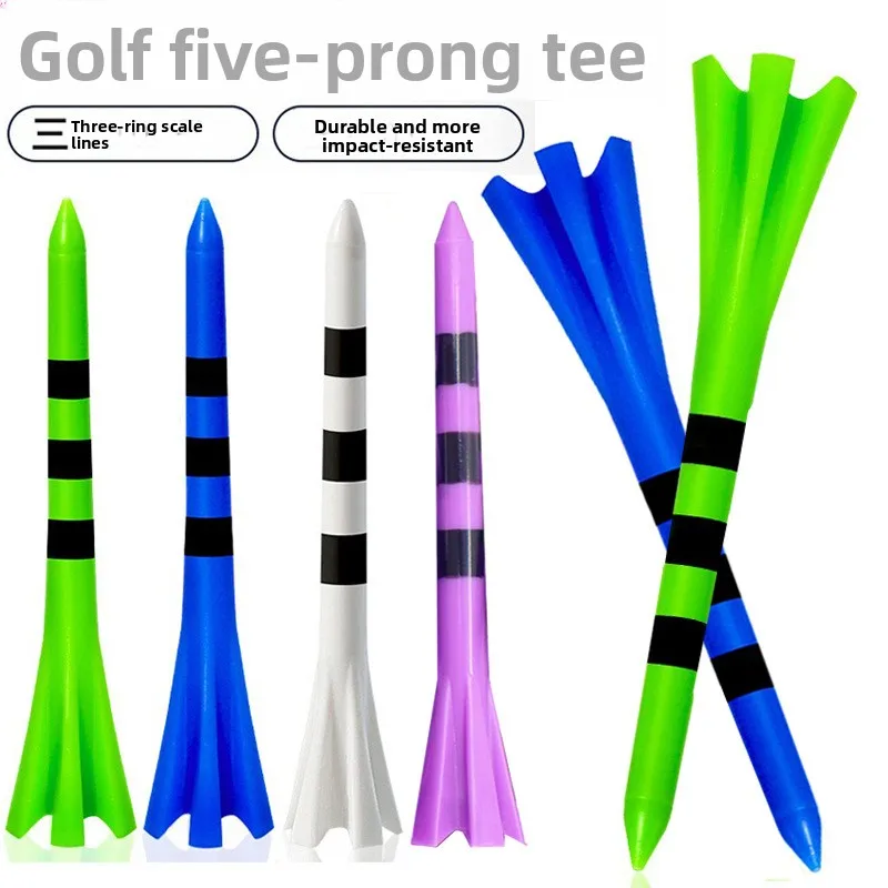 

50 pieces of golf studs with striped printing, golf tee with five claws, plastic studs, and plastic seats