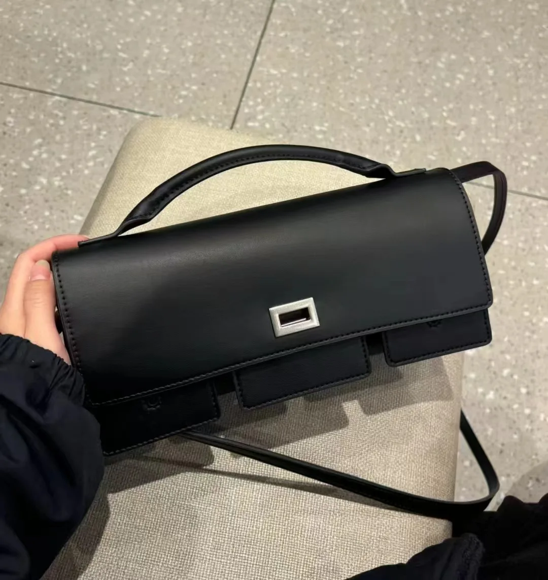 

2025 new niche design lock small square bag Genuine leather handbag vintage motorcycle style cowhide one-shoulder crossbody bag