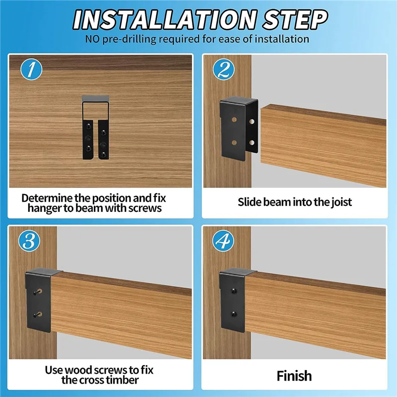 AEE4-Concealed Joist Hanger 4PCS,2Inx4in Outdoor Concealed-Flange Light Joist Bracket, Q235B Steel Powder-Coated Joist Hanger Du