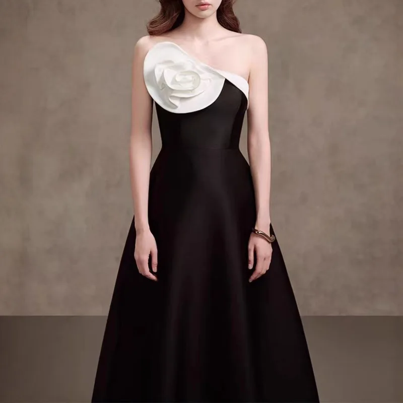 QMQA – robe en Satin pour femmes, bloc de couleurs, bretelles florales, col Slash, sans manches, taille haute, élégante, amincissante, nouvelle collection QM829