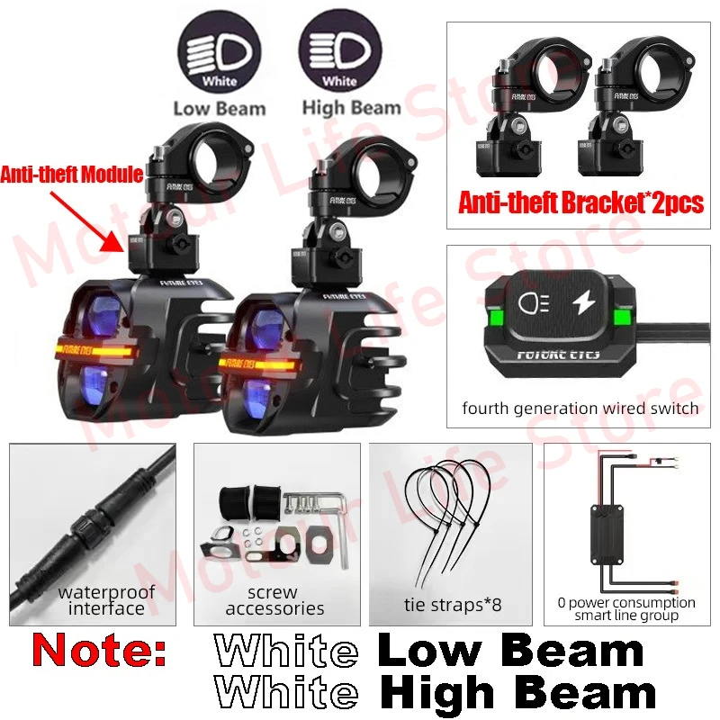 TOEKOMSTIGE OGEN X80 LED Spotlight Motorfiets Extra Spotlight Hoorn Flash Led Lamp Bedrade Backlight Schakelaar Door Running Lights