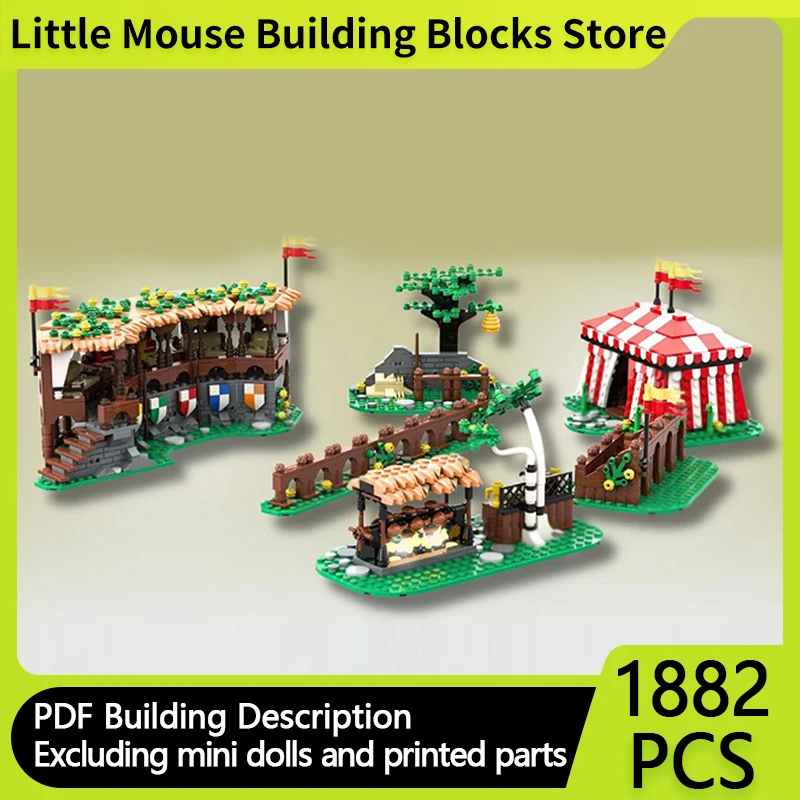 

Medieval Castle Model MOC Building Bricks Grandstand Tent Stable Modular Technology Gifts Holiday Assemble Children Toys Suit