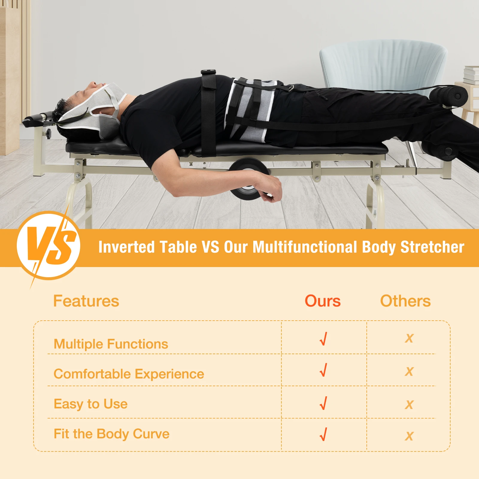 Body Stretching Device Cervical Lumbar Fatigue And Minor Injurie New Therapy Massage Bed Table Traction Bench